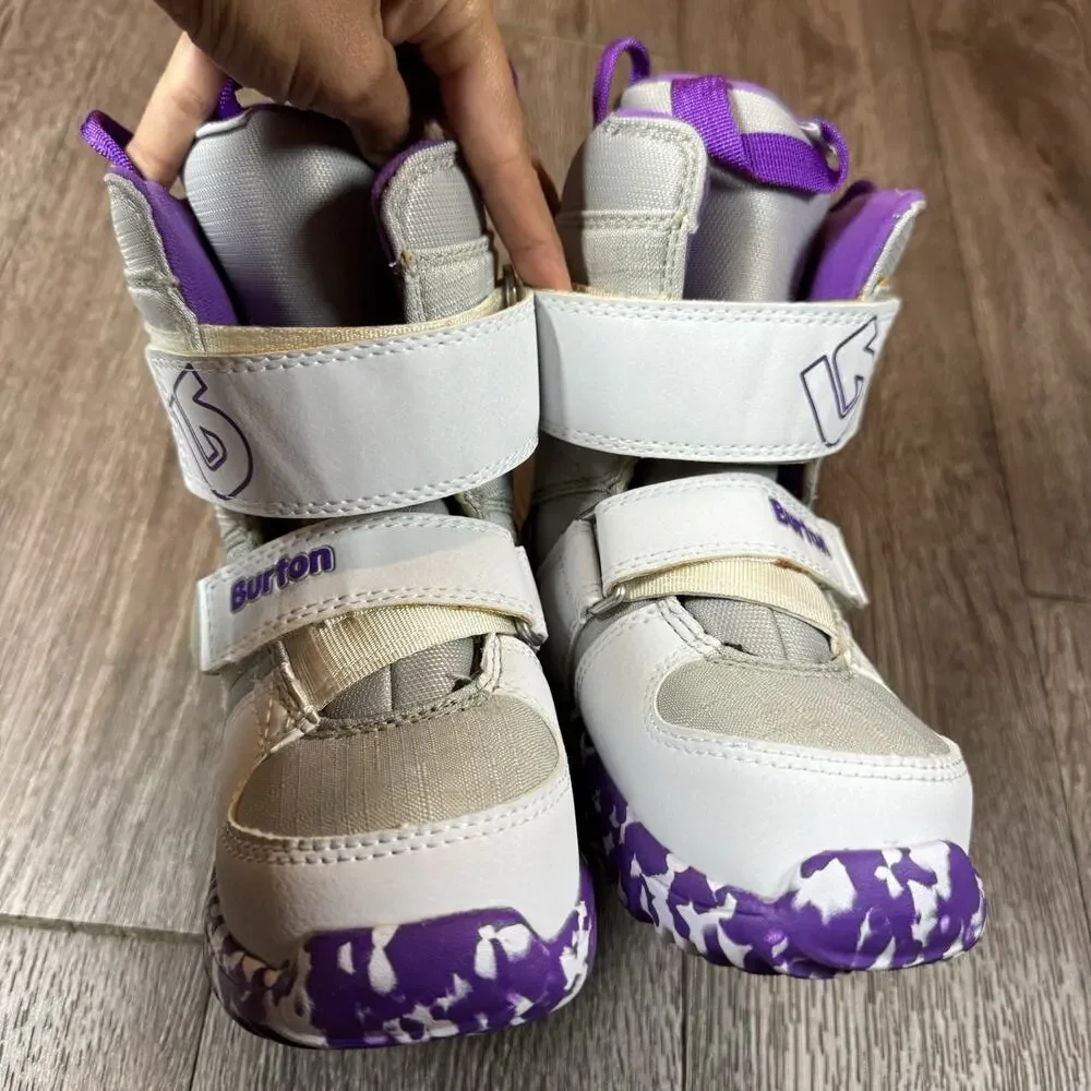 Burton Kids' Mini Grom Snowboard Ski Boots White Purple US Size 11 C